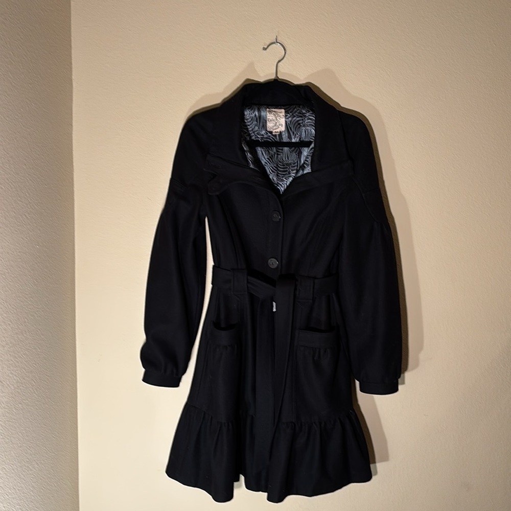 Tulle Black Wool Winter Coat Size M
